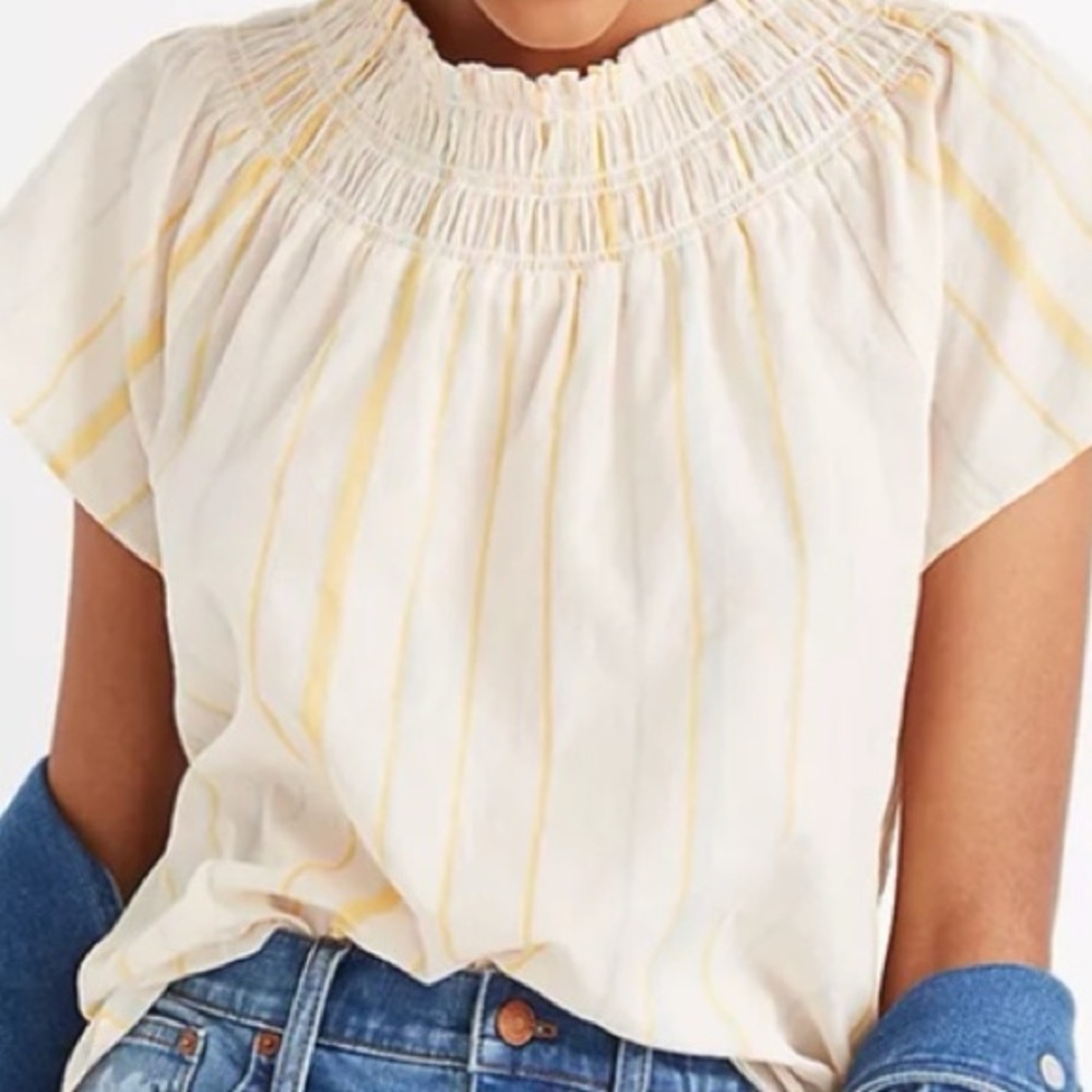 Madewell Cream and Yellow Striped Blouse